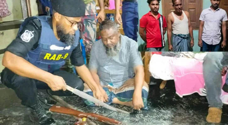 সিলেটে পাথর ব্যবসায়ীর বাড়িতে মিলল অস্ত্র-মদ, আটক ৪