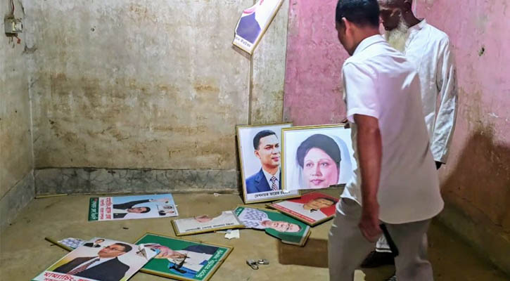 ‘জয় বাংলা’ স্লোগান দিয়ে বিএনপির কার্যালয় ভাঙচুর