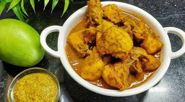 কাঁচা আম দিয়ে এবার রান্না করুন মুরগির মাংস