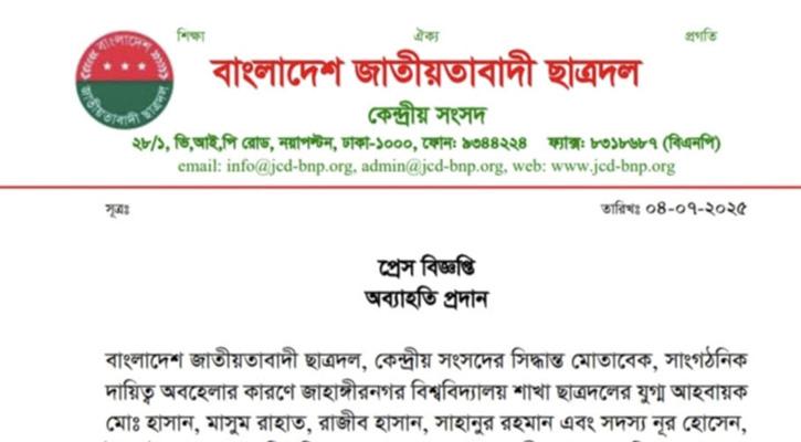 দায়িত্বে অবহেলা, ছাত্রদলের ১৫ নেতাকে অব্যাহতি