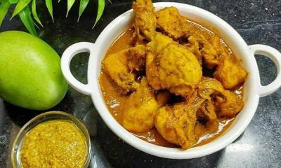 কাঁচা আম দিয়ে এবার রান্না করুন মুরগির মাংস