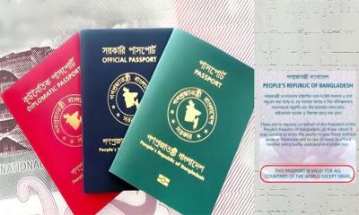 বাংলাদেশি পাসপোর্টে ‘ইসরায়েল ব্যতীত’ শর্ত পুনর্বহাল