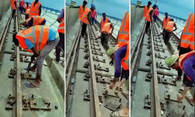যমুনা সেতু থেকে খুলে ফেলা হচ্ছে রেললাইন