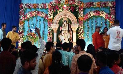 ভক্তি-আরাধনায় সরস্বতী পূজা উদযাপন
