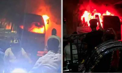 ঢাকায় আবারও বাসে আগুন