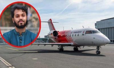 হাদিকে নিয়ে সিঙ্গাপুরের উদ্দেশে শাহজালাল ছাড়লো এয়ার অ্যাম্বুলেন্স