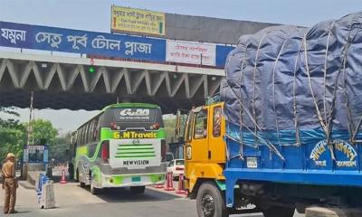 যমুনা সেতুতে বেড়েছে ঢাকামুখি যানবাহনের চাপ