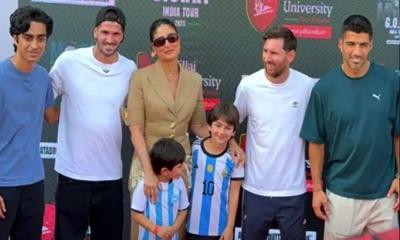 মেসিকে দেখে মঞ্চ থেকে নামছিলই না কারিনার দুই ছেলে