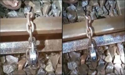 রেললাইনে শিকল বেঁধে নাশকতার চেষ্টা