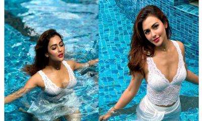 উষ্ণতা ছড়াচ্ছে নুসরাতের সুইমিং পুলের ছবি