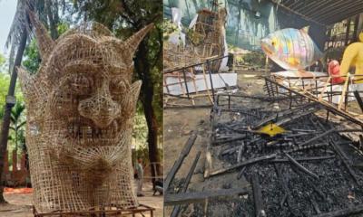 পুড়ে গেল আনন্দ শোভাযাত্রার আলোচিত সেই প্রতিকৃতি