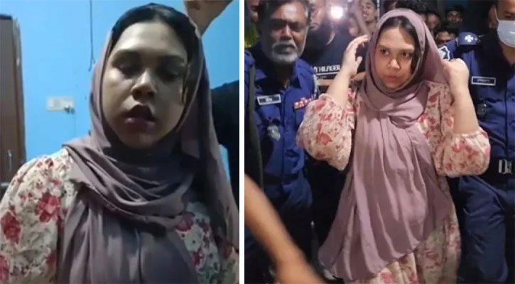 আটকের পর আ.লীগ নেত্রীর ‘জয় বাংলা’ স্লোগান, জনতার জুতা নিক্ষেপ