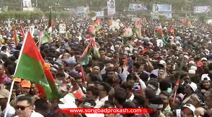 বরিশালে বিএনপির জনসভা শুরু, কানায় কানায় পূর্ণ মাঠ