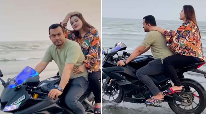 সৈকতে স্বামীর সঙ্গে বাইক ভ্রমণের ভিডিও দিয়ে কী জানালেন মাহি