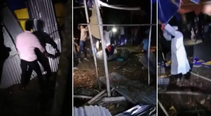 পুতুল নাচের নামে অশ্লীল নৃত্য, যাত্রার প্যান্ডেল ভাঙচুর