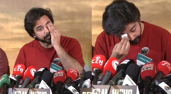 সংবাদ সম্মেলনে অঝোরে কাঁদলেন নিশো