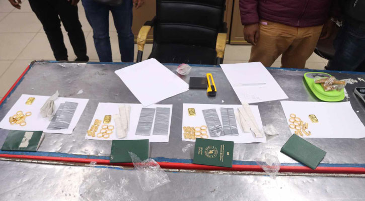 শাহজালালে মিলল ২ কেজি সোনার বার ও পাউডার