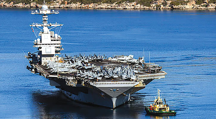 মার্কিন রণতরি জেরাল্ড আর ফোর্ডে ৩০ ঘণ্টা ধরে আগুন জ্বলেছে