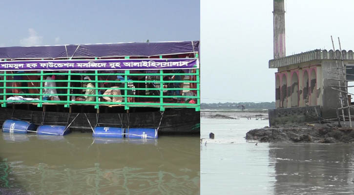 নৌকার ওপর ভাসমান মসজিদ