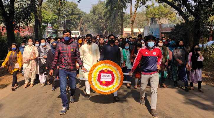 বঙ্গবন্ধুর স্বদেশ প্রত্যাবর্তন দিবসে জাবি ছাত্রলীগের শ্রদ্ধা