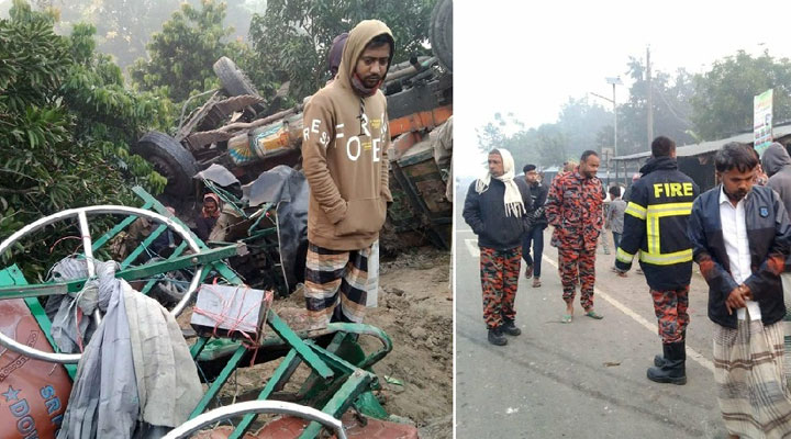 ট্রাকের ধাক্কায় যুবকের মৃত্যু, আহত ৫