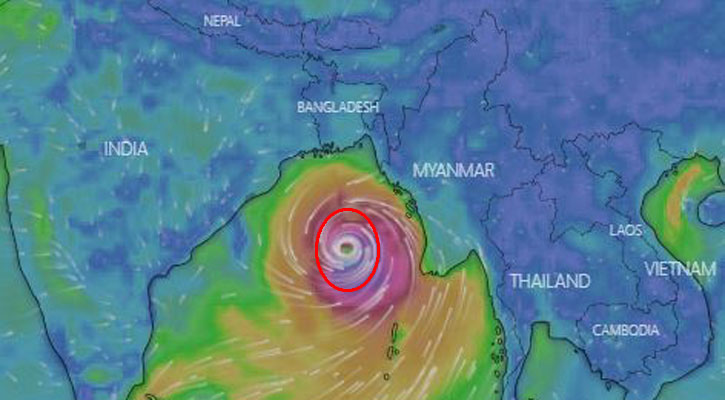 মোখার কেন্দ্রে বাতাসের গতিবেগ ১৯০ কিলোমিটার