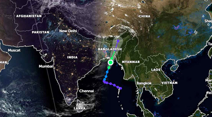 উপকূলের কাছে সিত্রাং, মূল আঘাত মধ্যরাতে