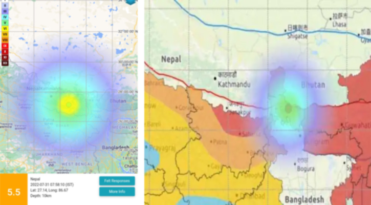 ভারতের উত্তরবঙ্গে ৫ দশমিক ৫ মাত্রার ভূমিকম্প